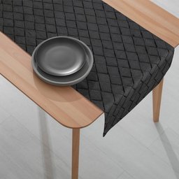 1 Caminho Trilho Mesa Impermeável PVC Kori Preto 42x140 - 4