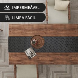 1 Caminho Trilho Mesa Impermeável PVC Kori Preto 42x140 - 3