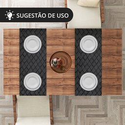 1 Caminho Trilho Mesa Impermeável PVC Kori Preto 42x140 - 7