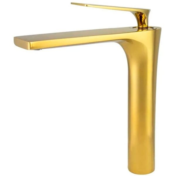 Torneira Monocomando Bica Alta Dourado Gold Luxo Banheiro Lavabo Inovartte In37 - 1