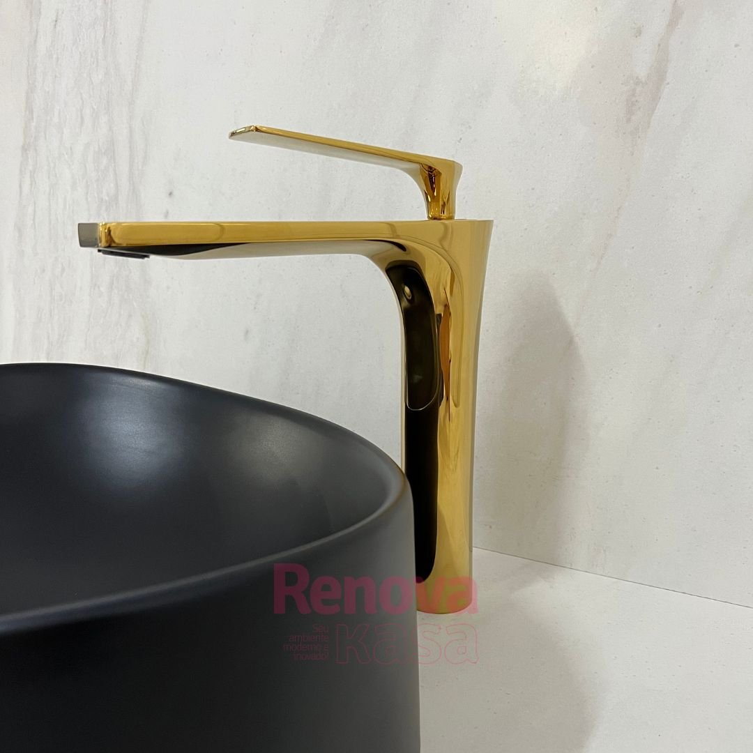 Torneira Monocomando Bica Alta Dourado Gold Luxo Banheiro Lavabo Inovartte In37 - 3