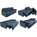 Ver imagem 7 de Sofá Sem Caixa Retrátil Reclinável 2,55m Cama inBox Versátil com Pillow Top e Molas Velusoft Azul