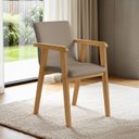 Ver imagem 3 de Kit 6 Cadeiras com Braço para Sala de Jantar Pés Madeira Maciça Flora Bege/Cinamomo/Veludo