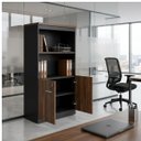 Ver imagem 1 de Armário Alto Semi-Aberto com 02 Portas - 1,60x0,80x0,45m - Webyaris - Marsala / Preto - 51014