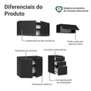 Ver imagem 4 de Armário de Cozinha Compacta 200 Cm Suspenso Preto Nice Madesa 05 Xa Preto