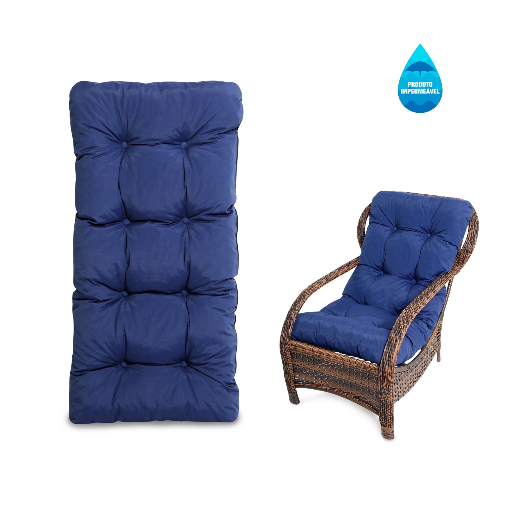 Almofada Impermeável Para Cadeiras de Fibra Azul - 2