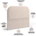 Ver imagem 3 de Cabeceira Cama Box King 195cm Lanna com Puff Recamier Doha W01 Suede Bege - Lyam Decor