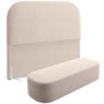 Cabeceira Cama Box King 195cm Lanna com Puff Recamier Doha W01 Suede Bege - Lyam Decor - 1