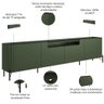 Rack para Sala de Estar Tv 75 Pol 4 Portas Pés Industrial Preto Alef I03 Musgo - Lyam Decor - 3