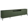 Rack para Sala de Estar Tv 75 Pol 4 Portas Pés Industrial Preto Alef I03 Musgo - Lyam Decor - 1