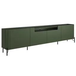 Rack para Sala de Estar Tv 75 Pol 4 Portas Pés Industrial Preto Alef I03 Musgo - Lyam Decor - 1 Rack para Sala de Estar Tv 75 Pol 4 Portas Pés Industrial Preto Alef I03 Musgo - Lyam Decor - 1