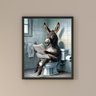 Quadro Divertido Banheiro Burro Lendo Jornal 33x24cm - com Vidro:moldura Branca - 1