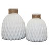 VASO DECORATIVO BRANCO DETALHE CORDA 19CM - 2
