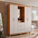 Ver imagem 3 de Guarda Roupa Casal 4 Portas 3 Gavetas Capelinha com Espelho Clapton Caemmun