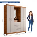 Ver imagem 2 de Guarda Roupa Casal 4 Portas 3 Gavetas Capelinha com Espelho Clapton Caemmun