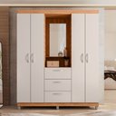 Ver imagem 4 de Guarda Roupa Casal 4 Portas 3 Gavetas Capelinha com Espelho Clapton Caemmun