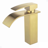 Torneira Banheiro Lavabo com Misturador Monocomando Cascata Bica Baixa Dourada Escovada - 1
