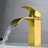 Torneira Banheiro Lavabo com Misturador Monocomando Cascata Bica Baixa Dourada Escovada - 3