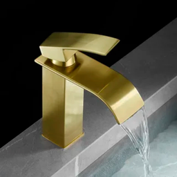 Torneira Banheiro Lavabo com Misturador Monocomando Cascata Bica Baixa Dourada Escovada - 4