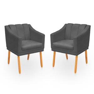 Kit Poltrona Cadeira para Sala Confortável e Moderna Mila Suede