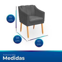 Kit Poltrona Cadeira para Sala Confortável e Moderna Mila Suede - 7