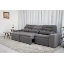 Ver imagem 2 de Sofá Retrátil e Reclinável 2,10m C/ 03 Módulos em Tecido Suede Cinza