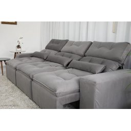 Sofá Retrátil e Reclinável 2,10m C/ 03 Módulos em Tecido Suede Cinza - 3