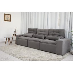 Sofá Retrátil e Reclinável 2,10m C/ 03 Módulos em Tecido Suede Cinza - 5