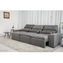 Ver imagem 1 de Sofá Retrátil e Reclinável 2,10m C/ 03 Módulos em Tecido Suede Cinza