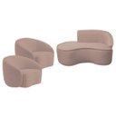 Ver imagem 2 de Kit Divã Recamier Orgânico Marrocos 150cm Lado Esquerdo e 2 Poltronas Amore Linho