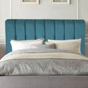 Ver imagem 1 de Cabeceira Estofada Kiara 195cm King Size Box Quarto Suede Azul Turquesa - Gat Magazine