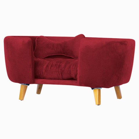 Poltrona Cama Pet Hanna Estofada Tecido Veludo:Vermelho