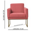Ver imagem 2 de Poltrona Decorativa Juliette Suede Com Armação Dourada Metal