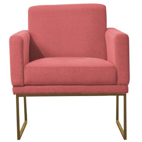 Poltrona Decorativa Juliette Suede Com Armação Dourada Metal
