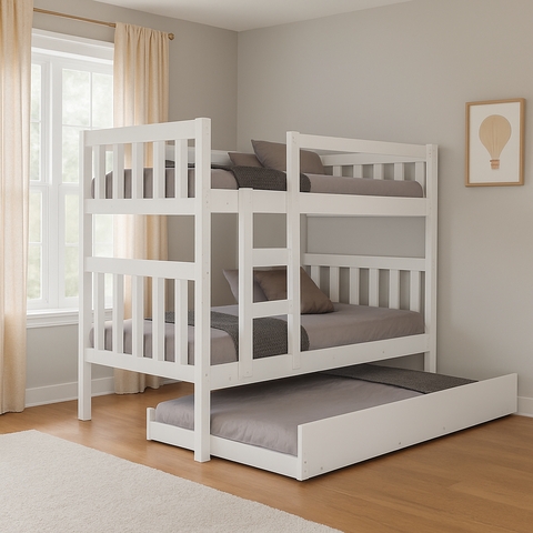 Beliche com Cama Auxiliar Tamanho Solteiro Infantil ou Adulto 100% Mdf