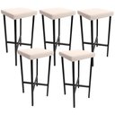 Ver imagem 1 de Kit 05 Banquetas Alta Bar Cozinha Sala de Jantar Preto Stella L02 Suede Bege - Lyam Decor