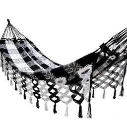 Rede Grande Luxo de Dormir P/ Casal 4,40 Metros Várias Cores:preto com Branco - 1