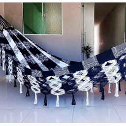 Rede Grande Luxo de Dormir P/ Casal 4,40 Metros Várias Cores:preto com Branco - 3