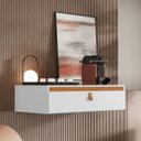 Ver imagem 1 de Console Suspenso Diana Minimalista Versátil Gaveta Espaçosa:branco/freijó