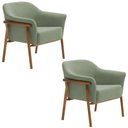 Ver imagem 1 de Kit 02 Poltronas Luna Base Madeira Bouclé Verde Claro - Nexta Casa