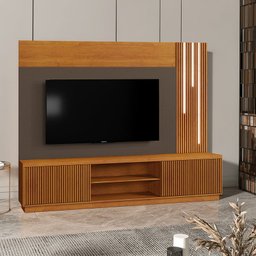 Home para Sala de Tv Moderno com Led 1,80m - Siena-naturale/platinum - Mavau Móveis - 1