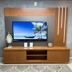 Home para Sala de Tv Moderno com Led 1,80m - Siena-naturale/platinum - Mavau Móveis - 4