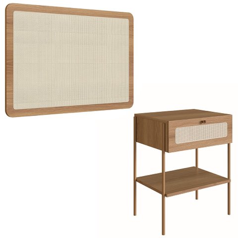 Cabeceira Solteiro 90cm e Mesa 1 Gaveta Arlo A10 Hanover/dourado - Mpozenato