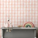 Ver imagem 3 de Papel de Parede Adesivo Xadrez Rose Lavável Fosco 3m