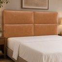 Ver imagem 1 de Cabeceira para Cama Box Queen 160cm Clypea Courino Caramelo - Sallar Home