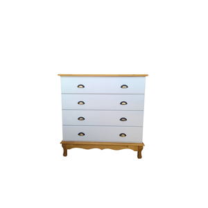 Cômoda Provença Madeira Maciça/mdf 4 Gavetas Branco / Mel