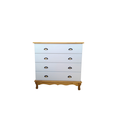 Cômoda Provença Madeira Maciça/mdf 4 Gavetas Branco / Mel