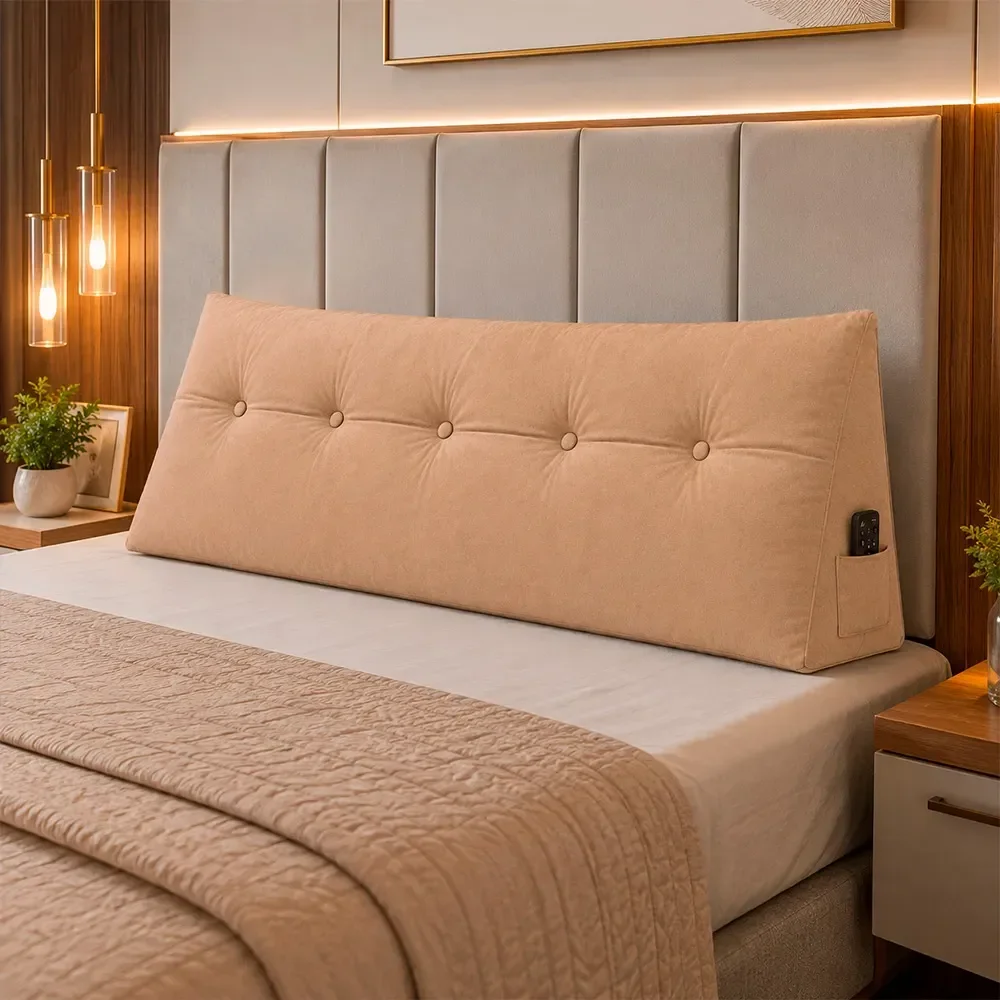 Almofada Decorativa Cabeceira Bella Encosto Apoio de Lombar 160cm Queen Suede Bege - Monari Design