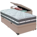 Ver imagem 1 de Cama Box Baú Bege e Colchão Black Graphite Molas Ensacadas Solteiro 88x188x27 Anjos