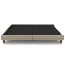 Cama Casal King Base Box Pés Madeira 203cm Suném P05 Veludo Bege - Lyam Decor - 6